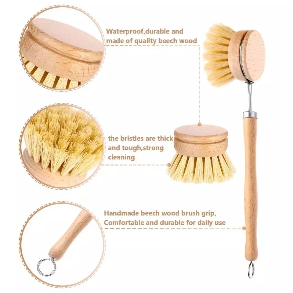 wood dish brush details. 